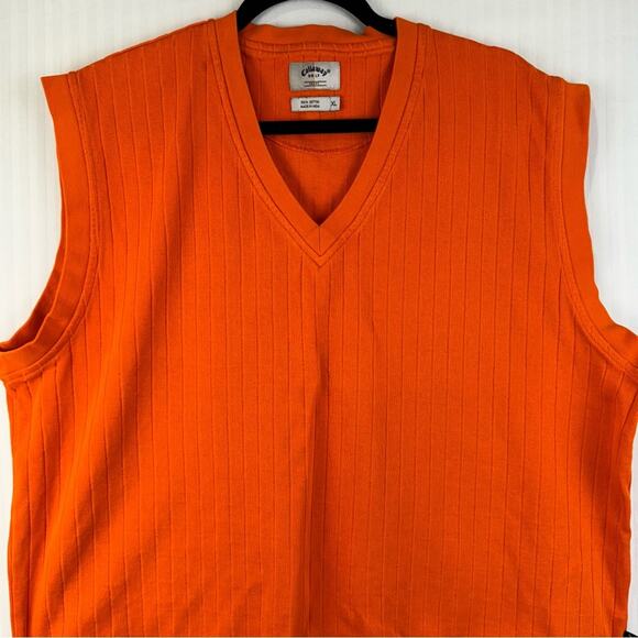 Callaway Orange Sleeveless Sweater Vest Size X-Large Golf Preppy Grandpa Core - Picture 2 of 6